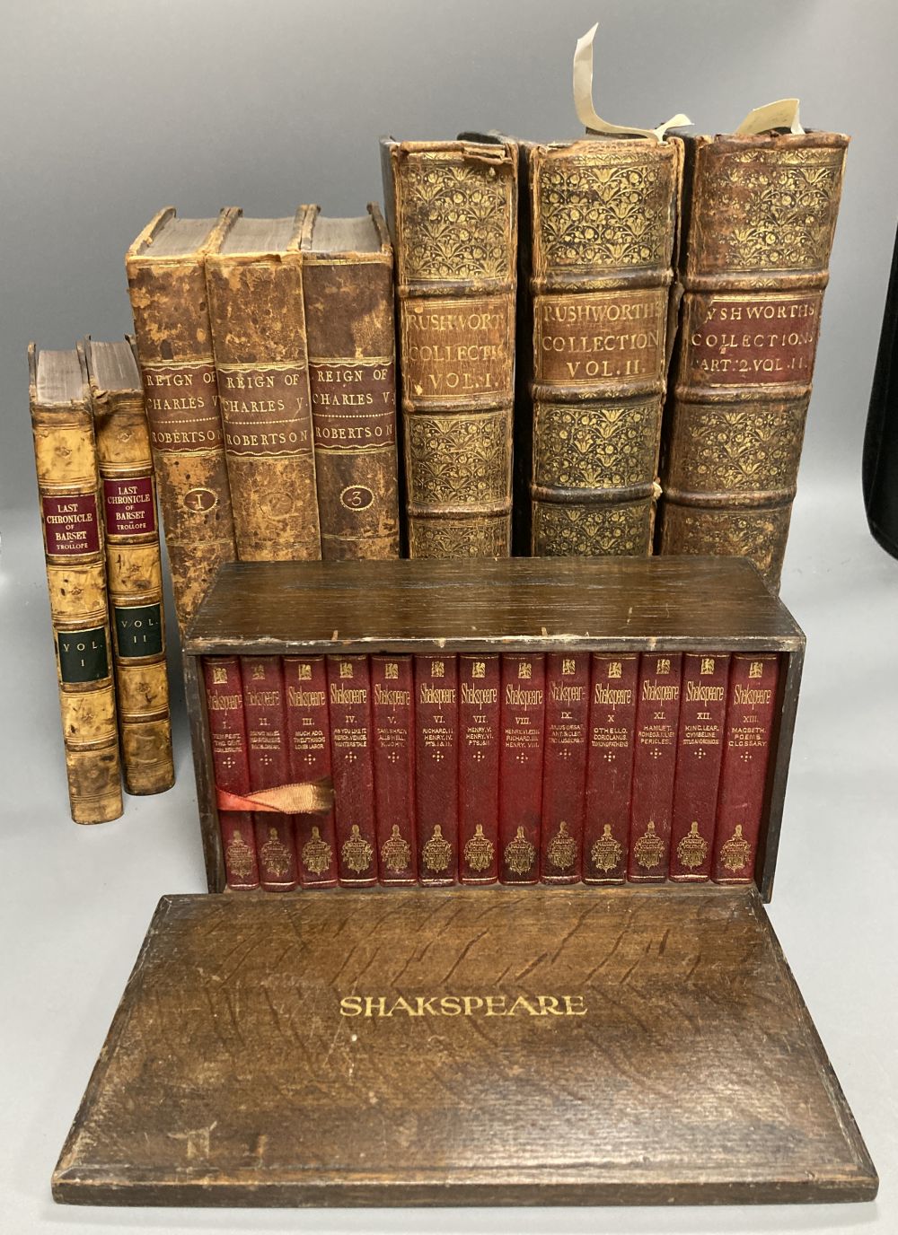Rushworth, John - Historical Collections, publ. 1659, 1680 and no date, full calf, together with Robertson - Reign of Charles V, Trollo